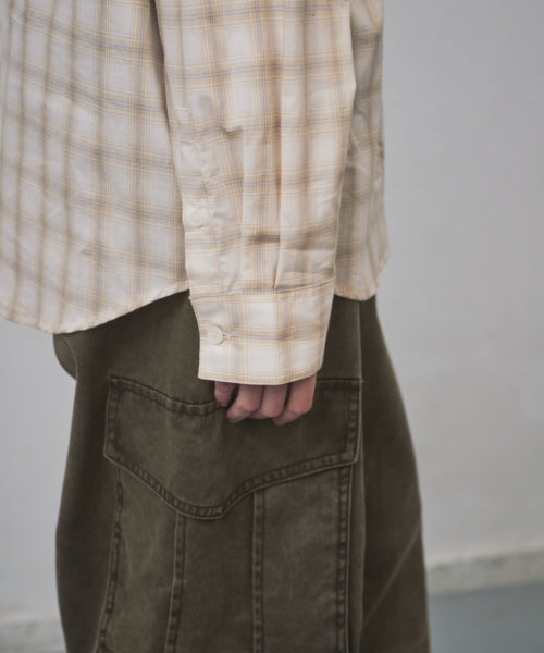 MUSINSA STANDARD WOMAN MUSINSA STANDARD WOMAN Relaxed Plaid Check Shirt Beige