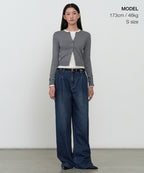 MUSINSA STANDARD WOMAN MUSINSA STANDARD WOMAN Cardigan Slim Fit [Medium Gray]