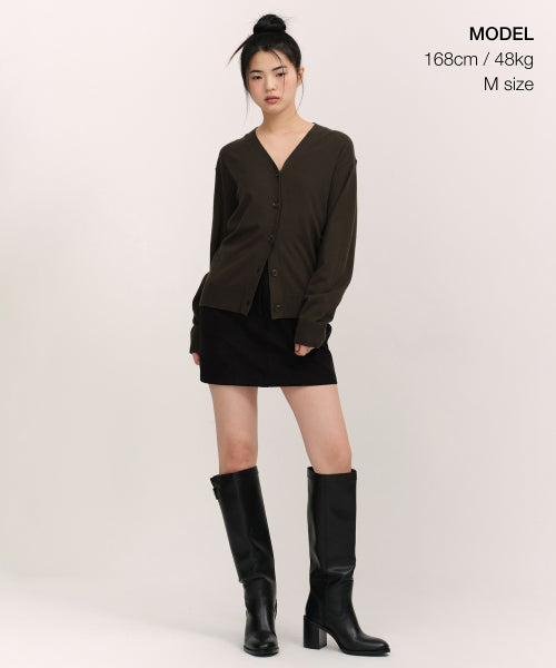 MUSINSA STANDARD WOMAN MUSINSA STANDARD WOMAN Women's Essential Relaxed Cardigan Dark Brown