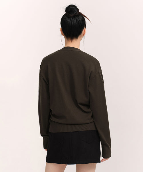 MUSINSA STANDARD WOMAN MUSINSA STANDARD WOMAN Women's Essential Relaxed Cardigan Dark Brown