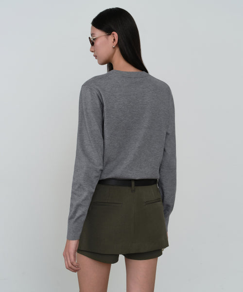 MUSINSA STANDARD WOMAN MUSINSA STANDARD WOMAN Women's Essential Round Neck Knit [Medium Gray]