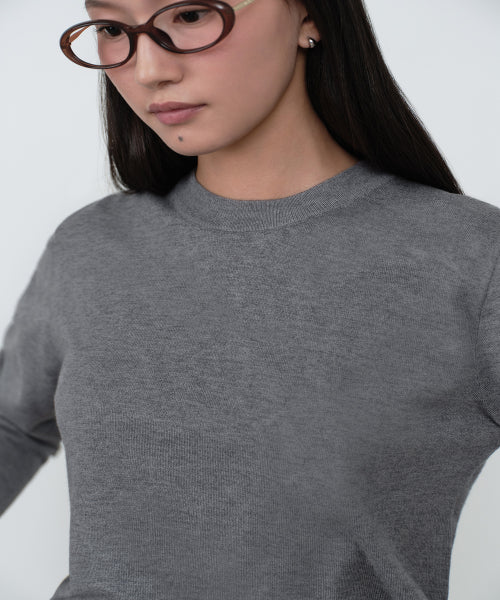 MUSINSA STANDARD WOMAN MUSINSA STANDARD WOMAN Women's Essential Round Neck Knit [Medium Gray]