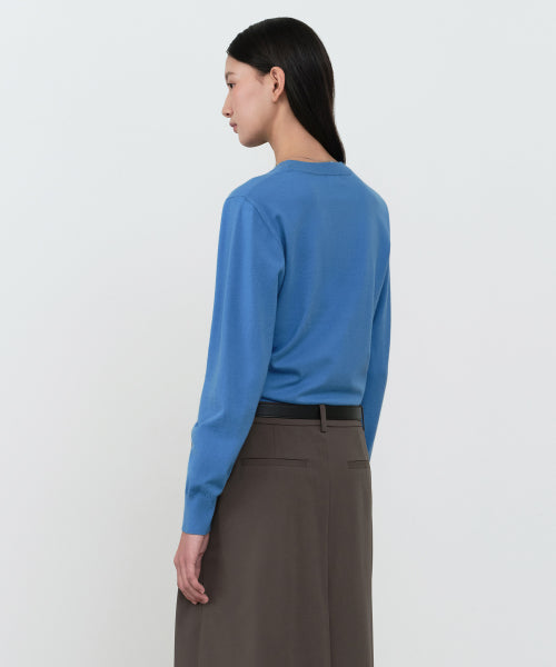 MUSINSA STANDARD WOMAN MUSINSA STANDARD WOMAN Women's Essential Round Neck Knit [Blue]