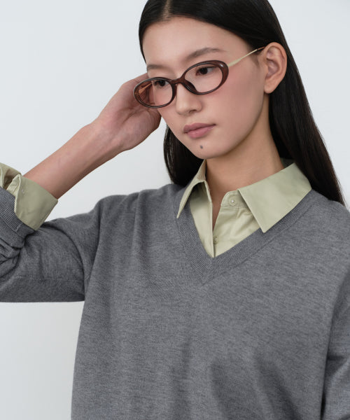 MUSINSA STANDARD WOMAN MUSINSA STANDARD WOMAN Women's Essential V Neck Knit Medium Gray