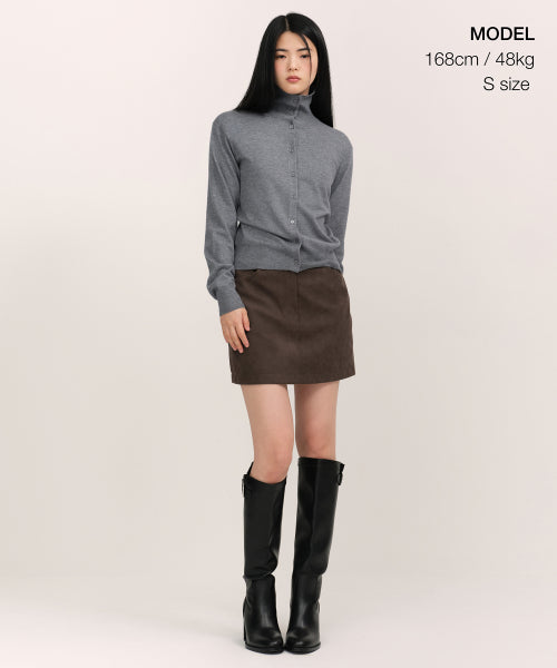 MUSINSA STANDARD WOMAN MUSINSA STANDARD WOMAN Cardigan High Neck [Medium Gray]