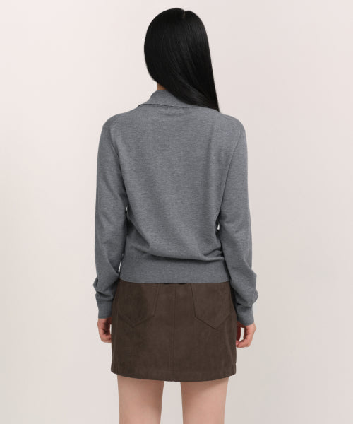 MUSINSA STANDARD WOMAN MUSINSA STANDARD WOMAN Cardigan High Neck [Medium Gray]