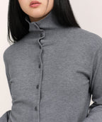 MUSINSA STANDARD WOMAN MUSINSA STANDARD WOMAN Cardigan High Neck [Medium Gray]