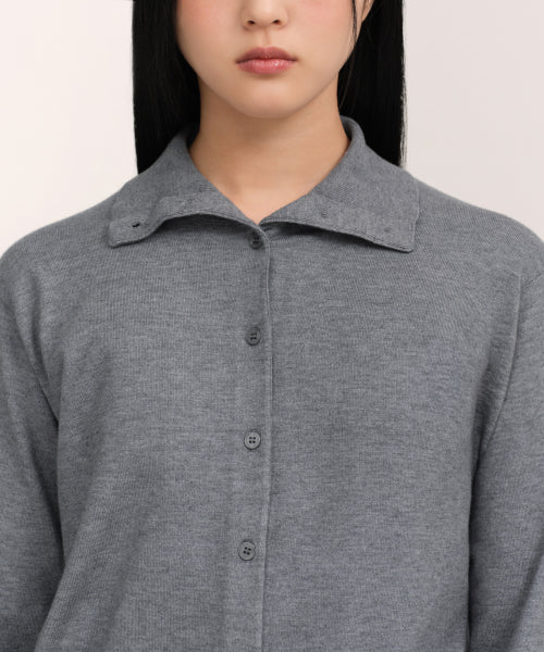 MUSINSA STANDARD WOMAN MUSINSA STANDARD WOMAN Cardigan High Neck [Medium Gray]