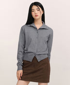 MUSINSA STANDARD WOMAN MUSINSA STANDARD WOMAN Cardigan High Neck [Medium Gray]