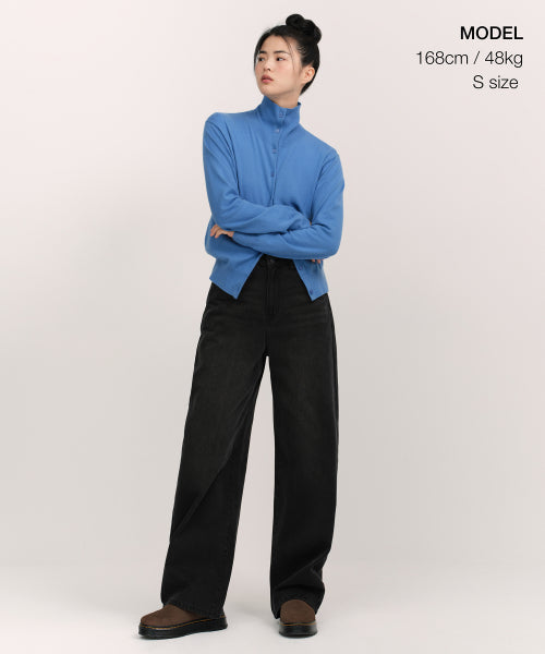 MUSINSA STANDARD WOMAN MUSINSA STANDARD WOMAN Cardigan High Neck [Blue]