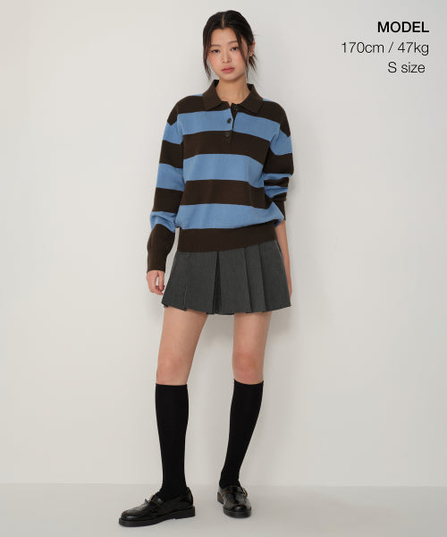 MUSINSA STANDARD WOMAN MUSINSA STANDARD WOMAN Women's Bold Stripe Collared Knit [Size]