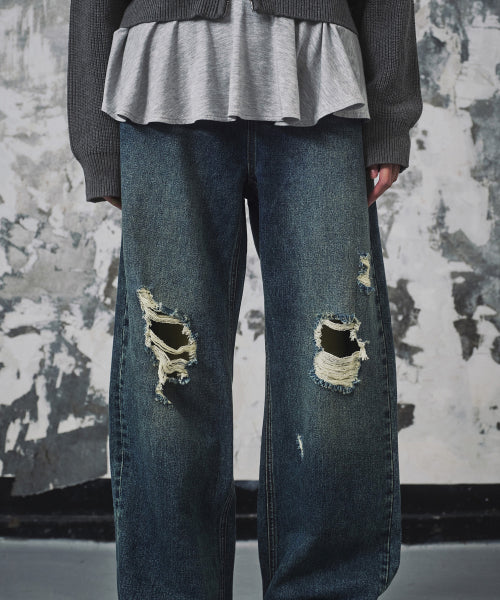 MUSINSA STANDARD WOMAN MUSINSA STANDARD WOMAN Women's Destroyed Loose Straight Denim Pants