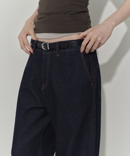 MUSINSA STANDARD WOMAN MUSINSA STANDARD WOMAN Denim Pants Loose Straight Deep Indigo