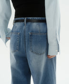MUSINSA STANDARD WOMAN MUSINSA STANDARD WOMAN Women's Deep Tuck Extra Wide Denim Pants [Light Indigo]