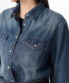 MUSINSA STANDARD WOMAN MUSINSA STANDARD WOMAN Women's Denim Western Shirt [Medium Indigo]