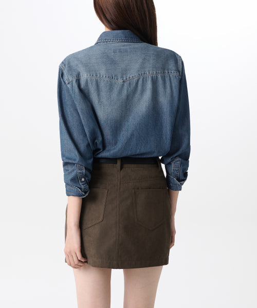 MUSINSA STANDARD WOMAN MUSINSA STANDARD WOMAN Women's Denim Western Shirt [Medium Indigo]