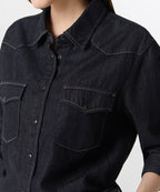 MUSINSA STANDARD WOMAN MUSINSA STANDARD WOMAN Denim Western Shirt Deep Indigo
