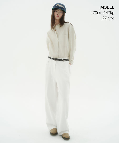 MUSINSA STANDARD WOMAN MUSINSA STANDARD WOMAN Cotton Extra Wide Pants (Cream)