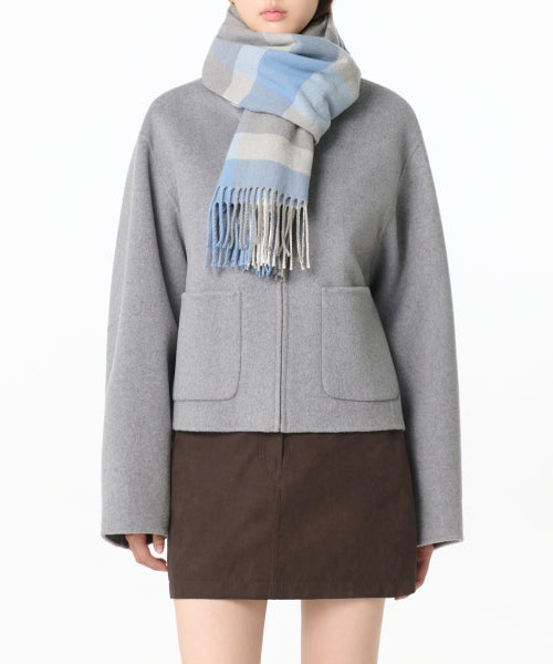 MUSINSA STANDARD WOMAN MUSINSA STANDARD WOMAN Women's Essential Check Muffler [Ivory/Sky Blue]