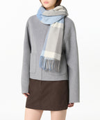 MUSINSA STANDARD WOMAN MUSINSA STANDARD WOMAN Women's Essential Check Muffler [Ivory/Sky Blue]