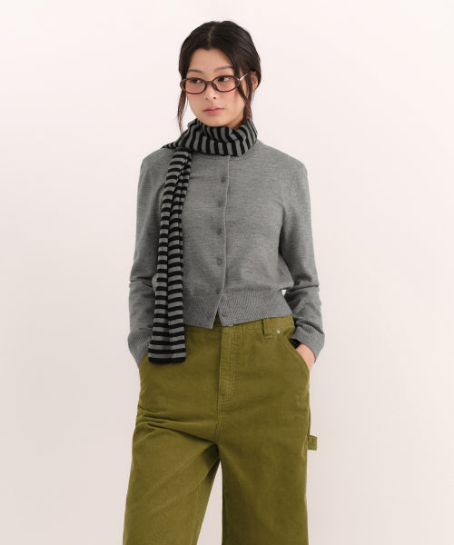 MUSINSA STANDARD WOMAN MUSINSA STANDARD WOMAN Women's Striped Knit Muffler (Size: One Size)