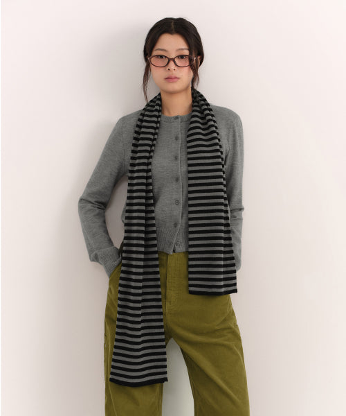 MUSINSA STANDARD WOMAN MUSINSA STANDARD WOMAN Women's Striped Knit Muffler (Size: One Size)
