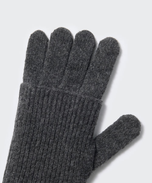 MUSINSA STANDARD WOMAN MUSINSA STANDARD WOMAN Women's Layered Finger Hole Knit Gloves Charcoal Gray