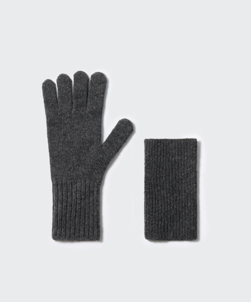 MUSINSA STANDARD WOMAN MUSINSA STANDARD WOMAN Women's Layered Finger Hole Knit Gloves Charcoal Gray