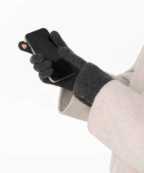 MUSINSA STANDARD WOMAN MUSINSA STANDARD WOMAN Women's Layered Finger Hole Knit Gloves Charcoal Gray