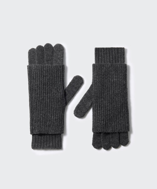 MUSINSA STANDARD WOMAN MUSINSA STANDARD WOMAN Women's Layered Finger Hole Knit Gloves Charcoal Gray