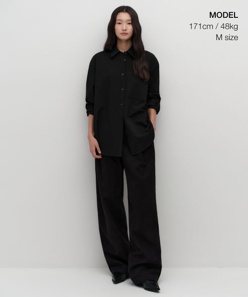MUSINSA STANDARD WOMAN MUSINSA STANDARD WOMAN Oversized Wool Like Shirt (Black)