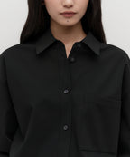 MUSINSA STANDARD WOMAN MUSINSA STANDARD WOMAN Oversized Wool Like Shirt (Black)