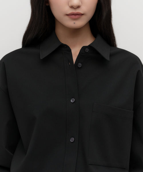MUSINSA STANDARD WOMAN MUSINSA STANDARD WOMAN Oversized Wool Like Shirt (Black)