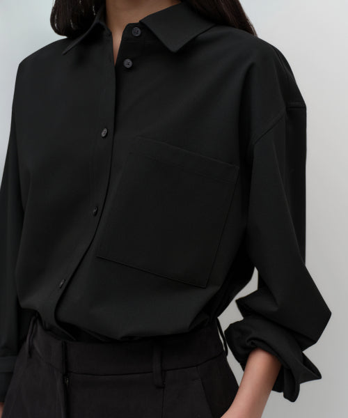 MUSINSA STANDARD WOMAN MUSINSA STANDARD WOMAN Oversized Wool Like Shirt (Black)