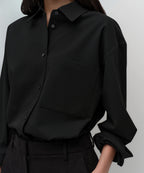 MUSINSA STANDARD WOMAN MUSINSA STANDARD WOMAN Oversized Wool Like Shirt (Black)