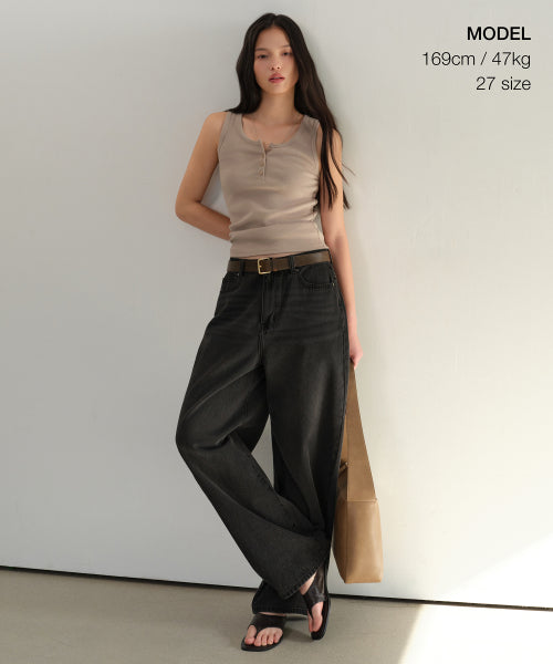 MUSINSA STANDARD WOMAN MUSINSA STANDARD WOMAN Women's Curved Denim Pants (Washed Black)