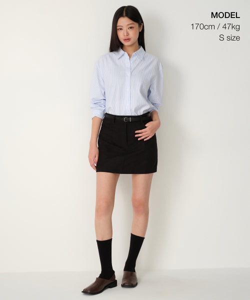 MUSINSA STANDARD WOMAN MUSINSA STANDARD WOMAN Women's Synthetic Suede Mini Skirt [Black]