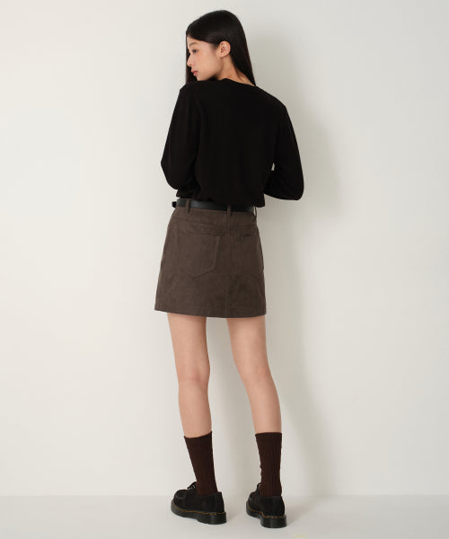 MUSINSA STANDARD WOMAN MUSINSA STANDARD WOMAN Synthetic Suede Mini Skirt (Brown)