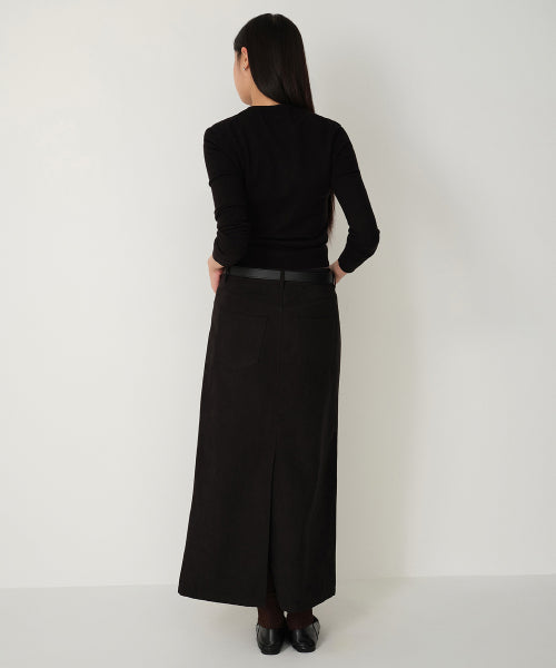 MUSINSA STANDARD WOMAN MUSINSA STANDARD WOMAN Synthetic Suede Maxi Skirt (Black)