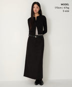 MUSINSA STANDARD WOMAN MUSINSA STANDARD WOMAN Synthetic Suede Maxi Skirt (Black)