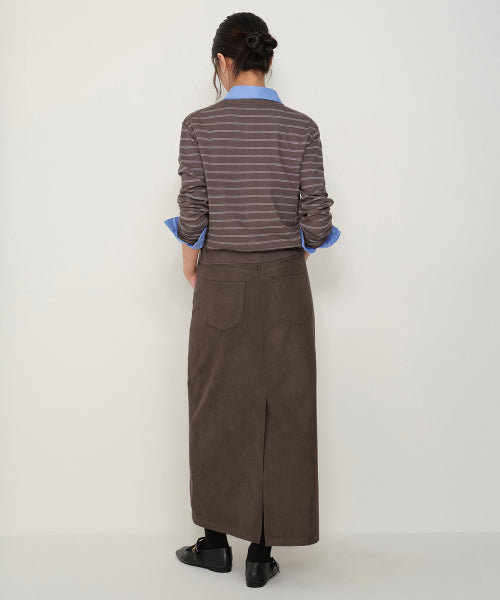 MUSINSA STANDARD WOMAN MUSINSA STANDARD WOMAN Synthetic Suede Maxi Skirt (Brown)