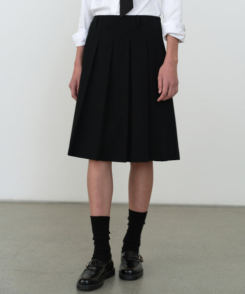 MUSINSA STANDARD WOMAN MUSINSA STANDARD WOMAN Pleated Knee Length Skirt Black