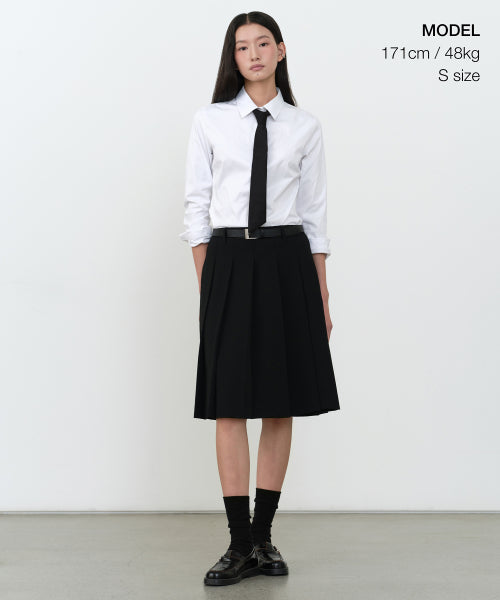 MUSINSA STANDARD WOMAN MUSINSA STANDARD WOMAN Pleated Knee Length Skirt Black