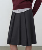 MUSINSA STANDARD WOMAN MUSINSA STANDARD WOMAN Pleated Knee Length Skirt Gray