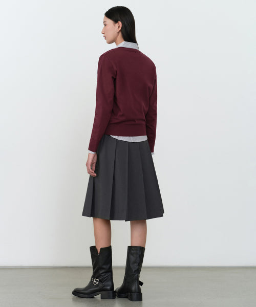 MUSINSA STANDARD WOMAN MUSINSA STANDARD WOMAN Pleated Knee Length Skirt Gray
