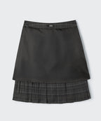 MUSINSA STANDARD WOMAN MUSINSA STANDARD WOMAN Women's Buckle Pleated Check Knee Length Skirt [Gray]