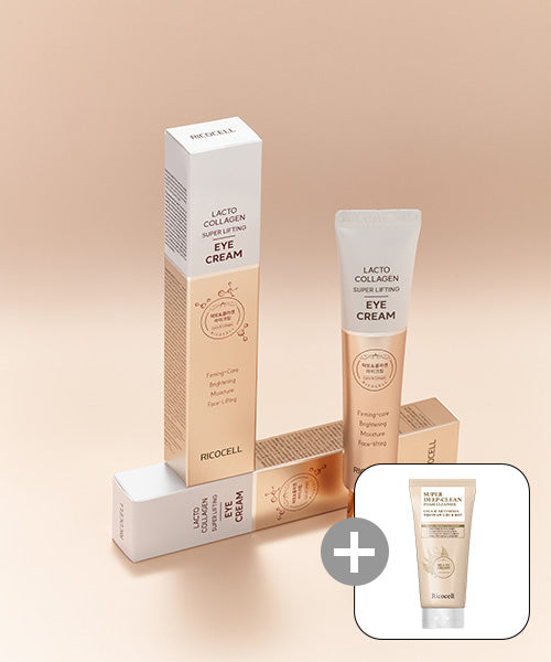 RICOCELL Lacto Collagen Super Lifting Eye Cream 40ml x 2 + Lycocell Centella asiatica & Artemisia Super Deep Clean Foam Cleanser 120ml x 1