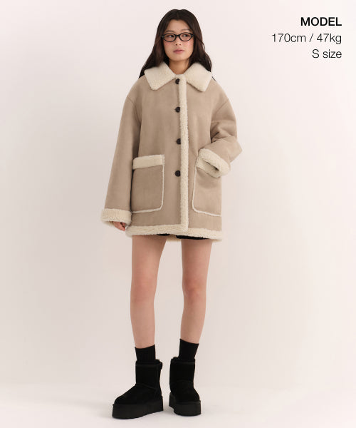 MUSINSA STANDARD WOMAN MUSINSA STANDARD WOMAN Women's Reversible Synthetic Suede Shearling Half Coat (Size M)