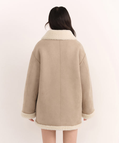 MUSINSA STANDARD WOMAN MUSINSA STANDARD WOMAN Women's Reversible Synthetic Suede Shearling Half Coat (Size M)