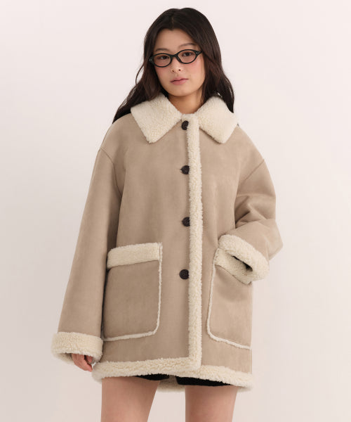 MUSINSA STANDARD WOMAN MUSINSA STANDARD WOMAN Women's Reversible Synthetic Suede Shearling Half Coat (Size M)